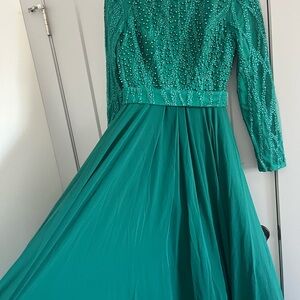 Chic Teal Long Sleeve Dress